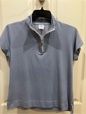 Daily Sports Light Blue Half-Zip Short Sleeve Top